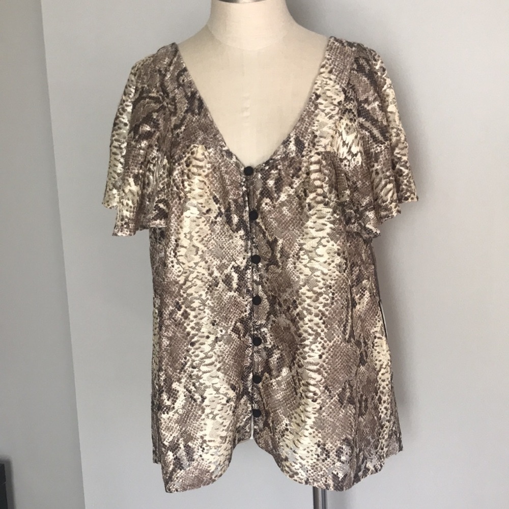 Anthropologie Eva Franco snake print blouse XL